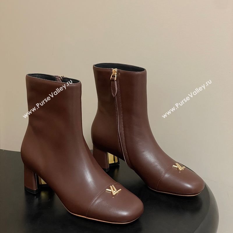 Louis Vuitton Swing Heel Ankle Boots 5.5cm in Calf Leather Brown 2025 1AID092 (MD-251021147)