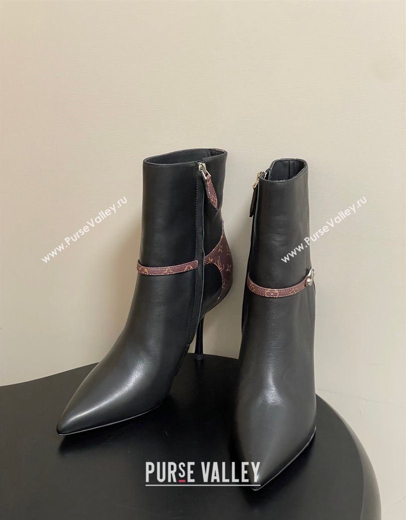 Louis Vuitton 6AM Heel Ankle Boots 9.5cm in Monogram Canvas and Leather with Back Strap Black 2025 1AIUOR (MD-251021148)