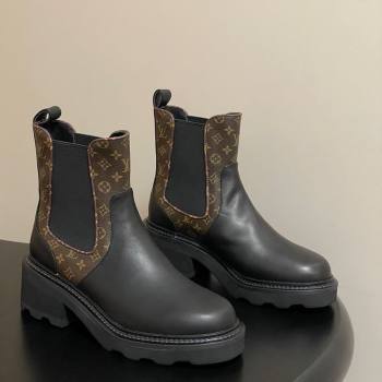 Louis Vuitton LV Beaubourg Chelsea Ankle Boots in Monogram Canvas and Leather Black 2025 1AIEJ4 (MD-251022056)