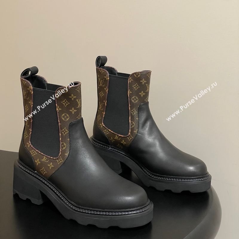 Louis Vuitton LV Beaubourg Chelsea Ankle Boots in Monogram Canvas and Leather Black 2025 1AIEJ4 (MD-251022056)