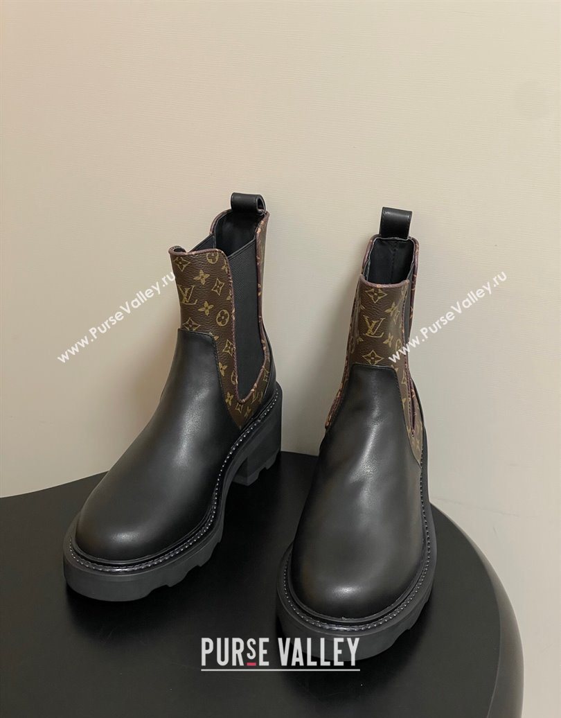 Louis Vuitton LV Beaubourg Chelsea Ankle Boots in Monogram Canvas and Leather Black 2025 1AIEJ4 (MD-251022056)