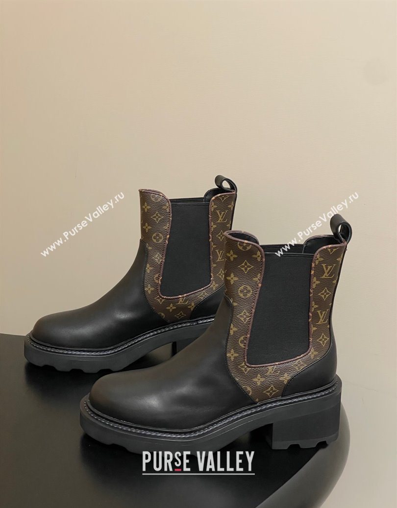 Louis Vuitton LV Beaubourg Chelsea Ankle Boots in Monogram Canvas and Leather Black 2025 1AIEJ4 (MD-251022056)