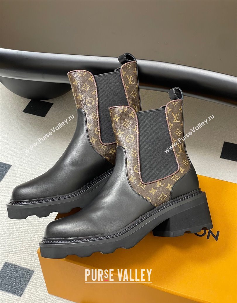 Louis Vuitton LV Beaubourg Chelsea Ankle Boots in Monogram Canvas and Leather Black 2025 1AIEJ4 (MD-251022056)