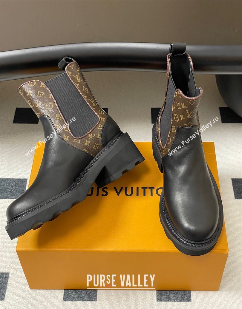 Louis Vuitton LV Beaubourg Chelsea Ankle Boots in Monogram Canvas and Leather Black 2025 1AIEJ4 (MD-251022056)