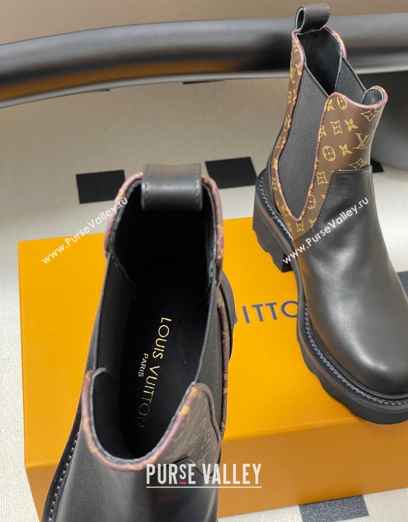 Louis Vuitton LV Beaubourg Chelsea Ankle Boots in Monogram Canvas and Leather Black 2025 1AIEJ4 (MD-251022056)