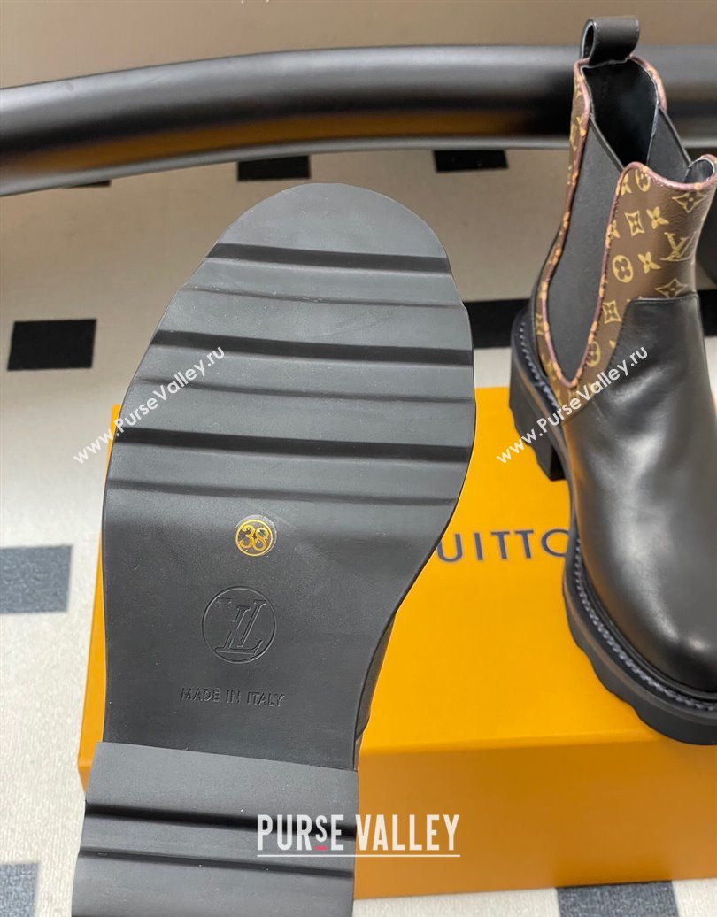 Louis Vuitton LV Beaubourg Chelsea Ankle Boots in Monogram Canvas and Leather Black 2025 1AIEJ4 (MD-251022056)