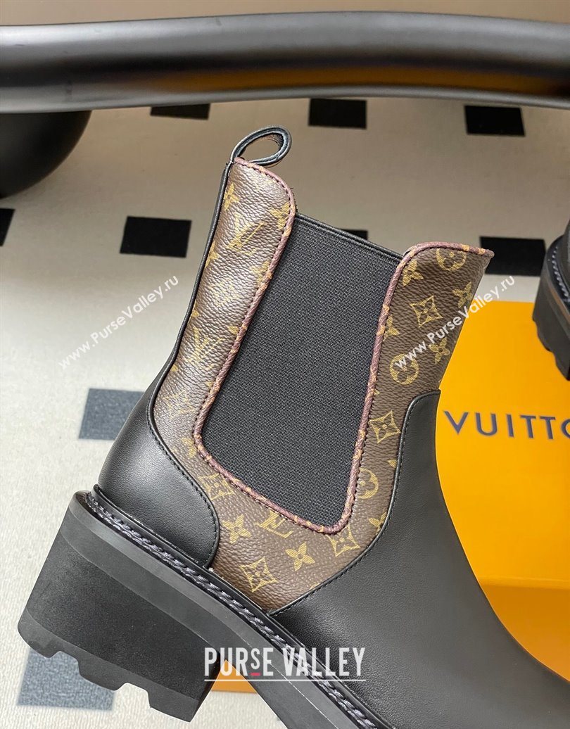 Louis Vuitton LV Beaubourg Chelsea Ankle Boots in Monogram Canvas and Leather Black 2025 1AIEJ4 (MD-251022056)