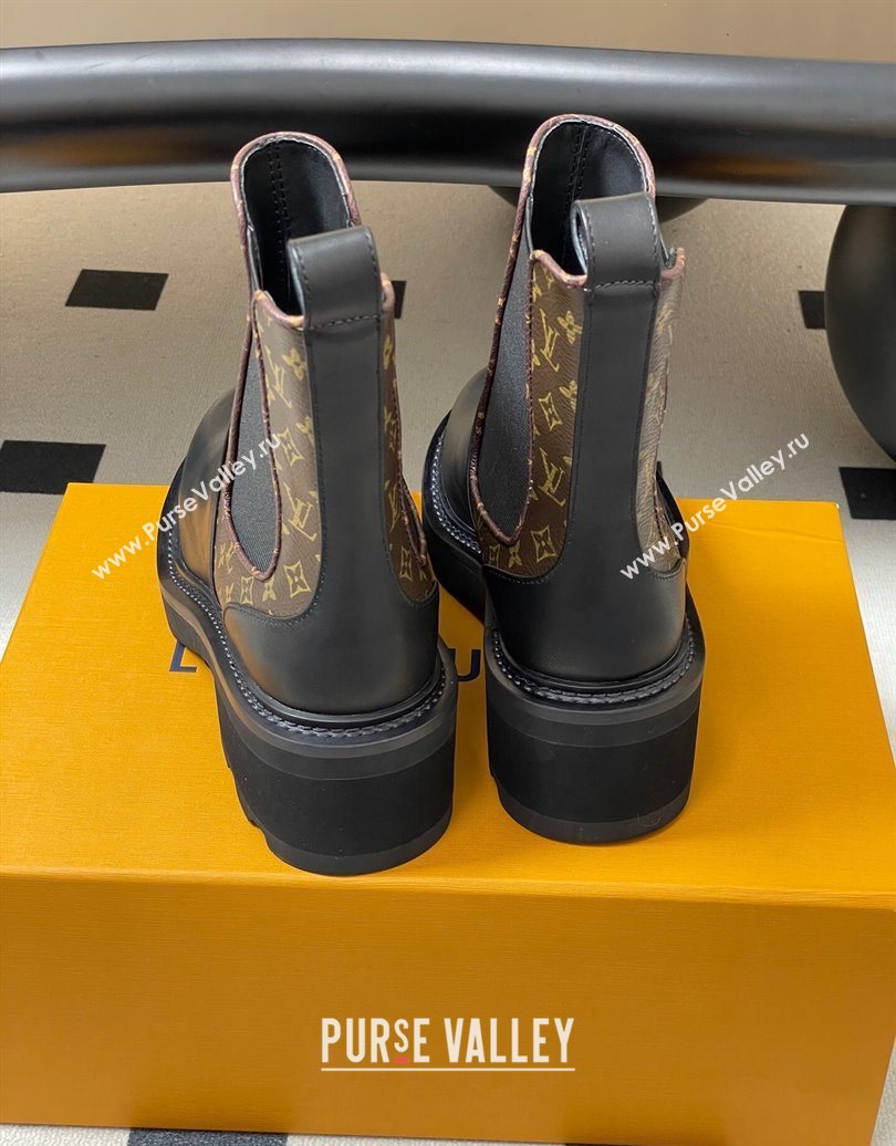 Louis Vuitton LV Beaubourg Chelsea Ankle Boots in Monogram Canvas and Leather Black 2025 1AIEJ4 (MD-251022056)