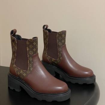 Louis Vuitton LV Beaubourg Chelsea Ankle Boots in Monogram Canvas and Leather Brown 2025 1AIEJ4 (MD-251022057)