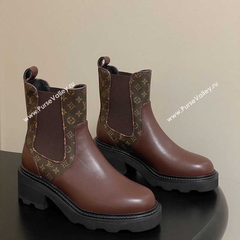 Louis Vuitton LV Beaubourg Chelsea Ankle Boots in Monogram Canvas and Leather Brown 2025 1AIEJ4 (MD-251022057)