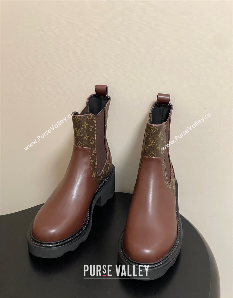 Louis Vuitton LV Beaubourg Chelsea Ankle Boots in Monogram Canvas and Leather Brown 2025 1AIEJ4 (MD-251022057)