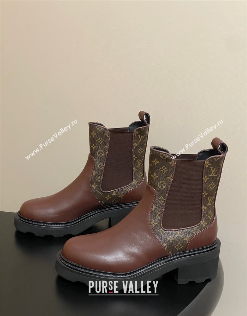 Louis Vuitton LV Beaubourg Chelsea Ankle Boots in Monogram Canvas and Leather Brown 2025 1AIEJ4 (MD-251022057)