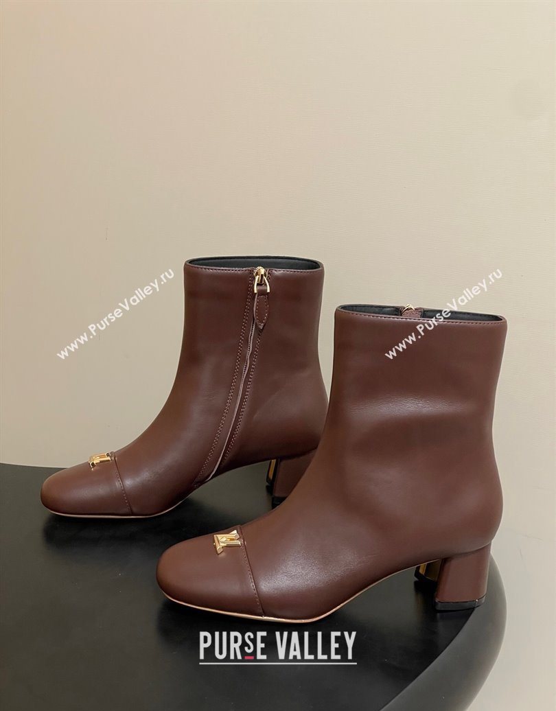 Louis Vuitton Swing Heel Ankle Boots 5.5cm in Calf Leather Brown 2025 1AID092 (MD-251021147)