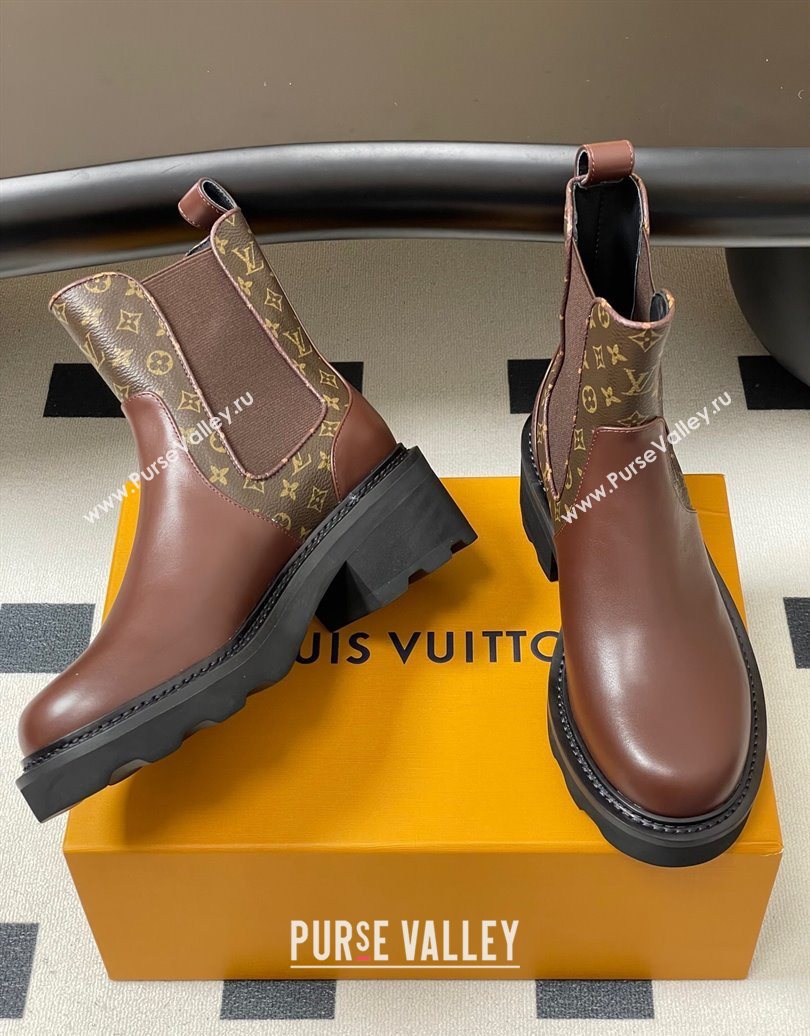 Louis Vuitton LV Beaubourg Chelsea Ankle Boots in Monogram Canvas and Leather Brown 2025 1AIEJ4 (MD-251022057)