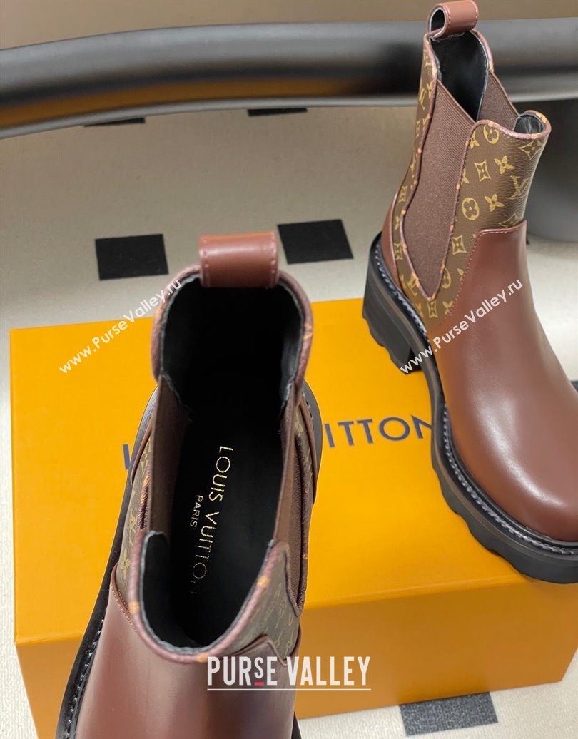Louis Vuitton LV Beaubourg Chelsea Ankle Boots in Monogram Canvas and Leather Brown 2025 1AIEJ4 (MD-251022057)