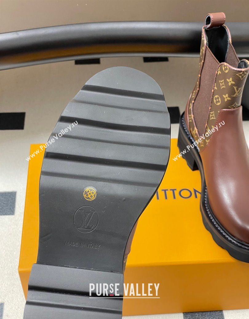 Louis Vuitton LV Beaubourg Chelsea Ankle Boots in Monogram Canvas and Leather Brown 2025 1AIEJ4 (MD-251022057)