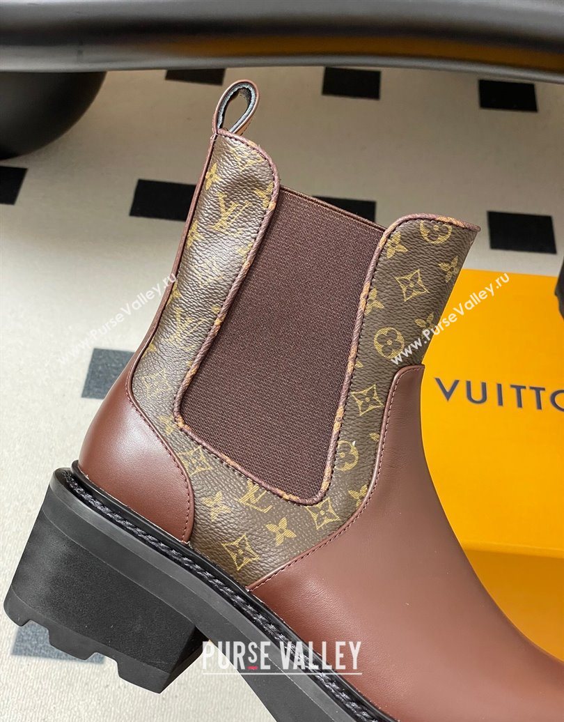 Louis Vuitton LV Beaubourg Chelsea Ankle Boots in Monogram Canvas and Leather Brown 2025 1AIEJ4 (MD-251022057)