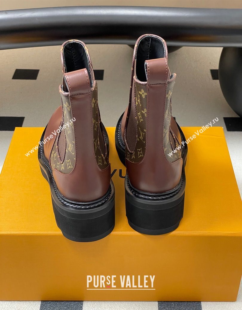 Louis Vuitton LV Beaubourg Chelsea Ankle Boots in Monogram Canvas and Leather Brown 2025 1AIEJ4 (MD-251022057)