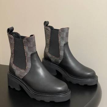 Louis Vuitton LV Beaubourg Chelsea Ankle Boots in Damier Canvas and Leather Black 2025 1AIEJ4 (MD-251022058)