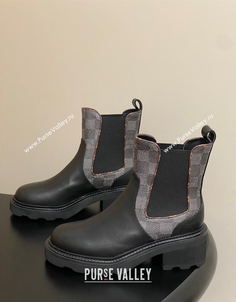 Louis Vuitton LV Beaubourg Chelsea Ankle Boots in Damier Canvas and Leather Black 2025 1AIEJ4 (MD-251022058)