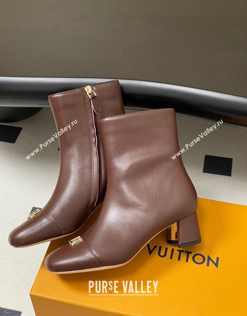 Louis Vuitton Swing Heel Ankle Boots 5.5cm in Calf Leather Brown 2025 1AID092 (MD-251021147)