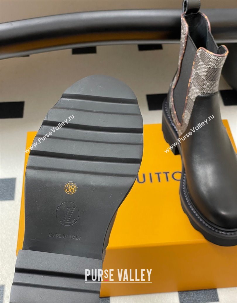 Louis Vuitton LV Beaubourg Chelsea Ankle Boots in Damier Canvas and Leather Black 2025 1AIEJ4 (MD-251022058)