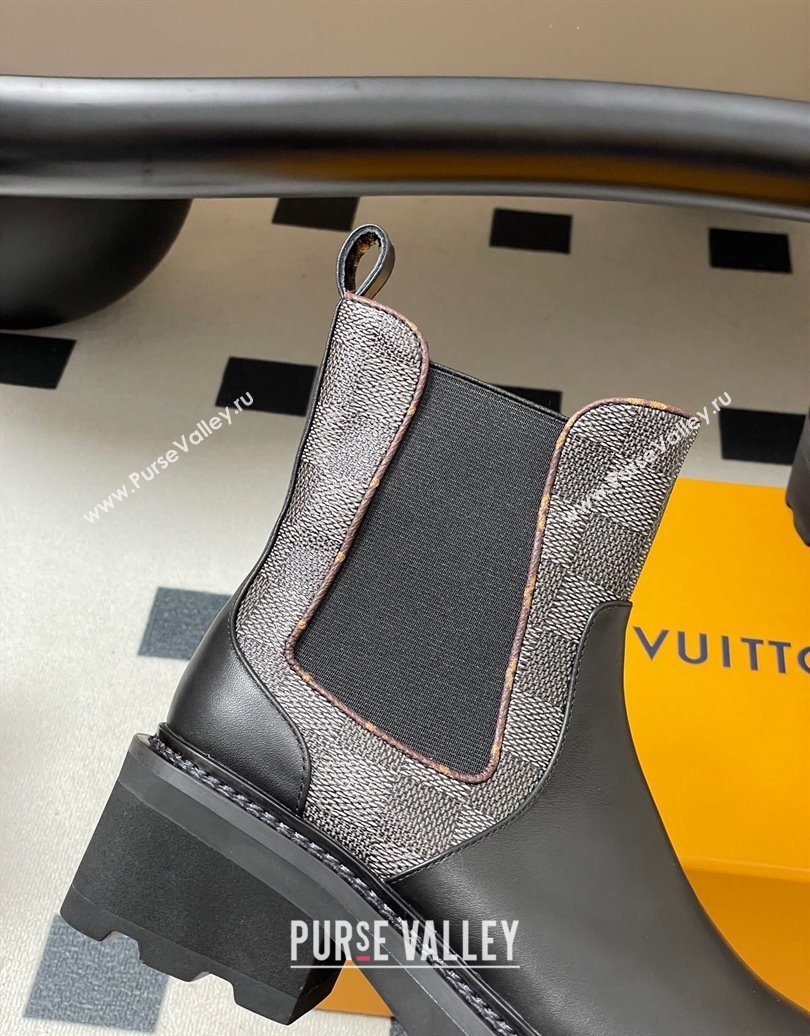 Louis Vuitton LV Beaubourg Chelsea Ankle Boots in Damier Canvas and Leather Black 2025 1AIEJ4 (MD-251022058)