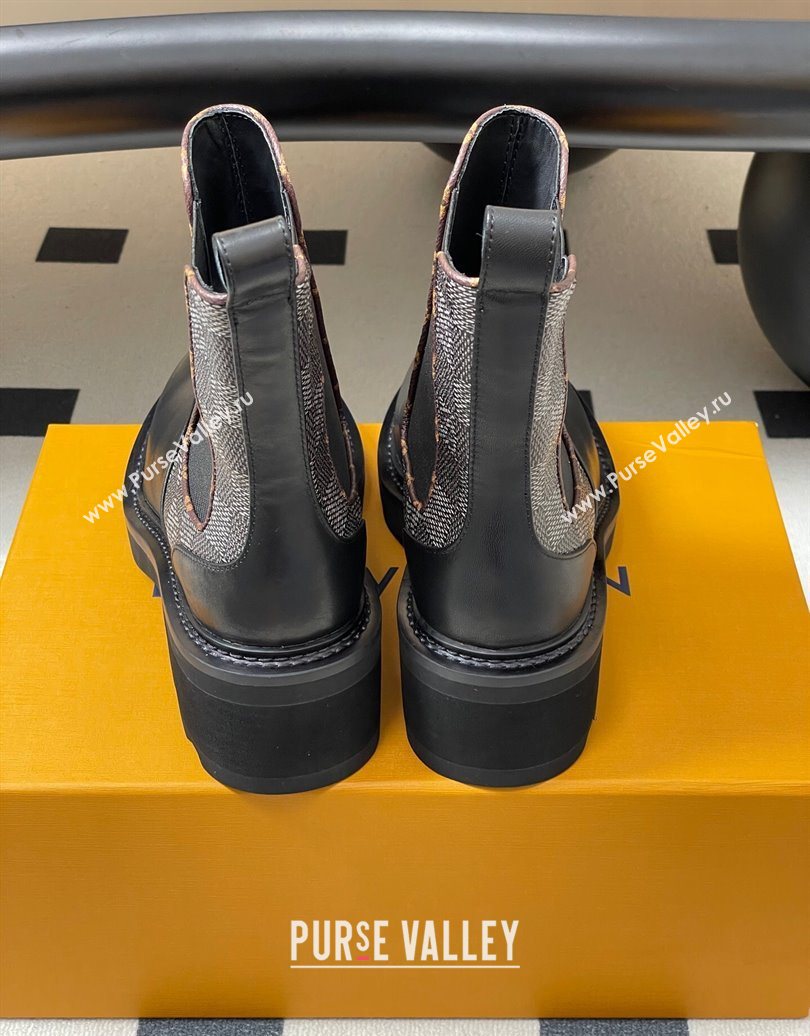 Louis Vuitton LV Beaubourg Chelsea Ankle Boots in Damier Canvas and Leather Black 2025 1AIEJ4 (MD-251022058)