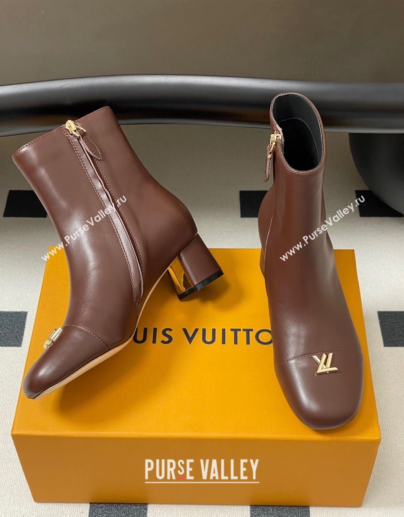 Louis Vuitton Swing Heel Ankle Boots 5.5cm in Calf Leather Brown 2025 1AID092 (MD-251021147)