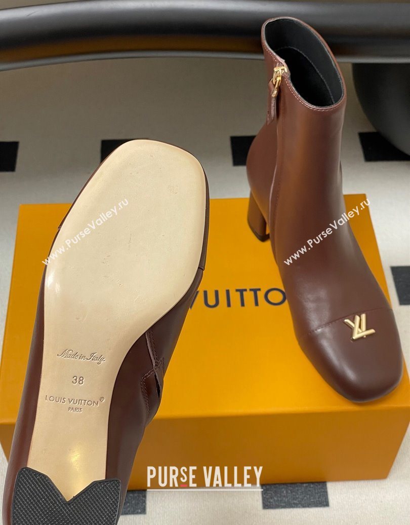 Louis Vuitton Swing Heel Ankle Boots 5.5cm in Calf Leather Brown 2025 1AID092 (MD-251021147)