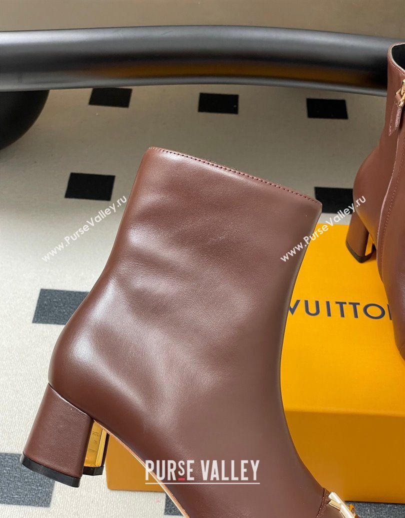Louis Vuitton Swing Heel Ankle Boots 5.5cm in Calf Leather Brown 2025 1AID092 (MD-251021147)