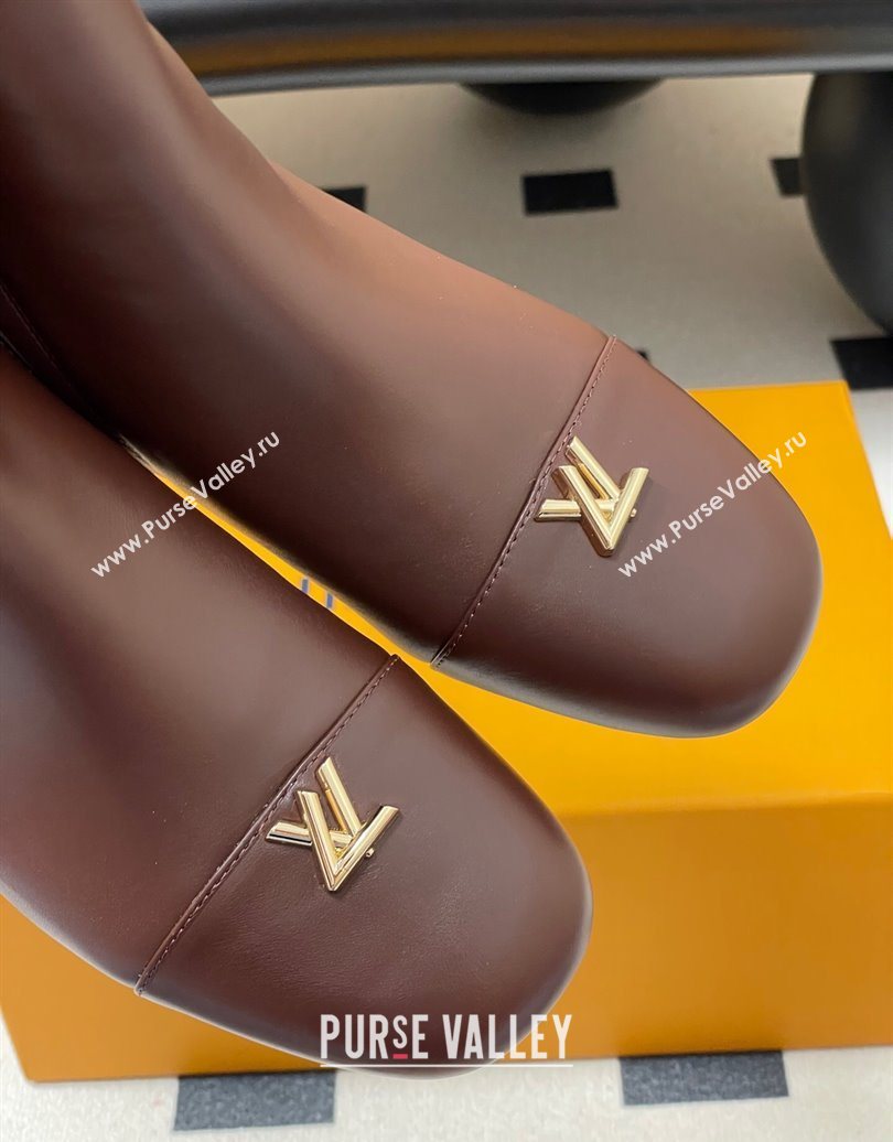 Louis Vuitton Swing Heel Ankle Boots 5.5cm in Calf Leather Brown 2025 1AID092 (MD-251021147)
