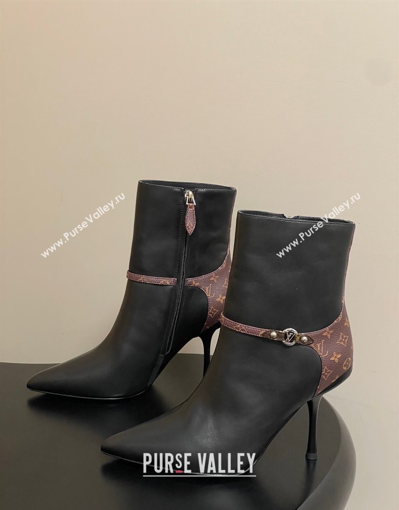 Louis Vuitton 6AM Heel Ankle Boots 9.5cm in Monogram Canvas and Leather with Back Strap Black 2025 1AIUOR (MD-251021148)