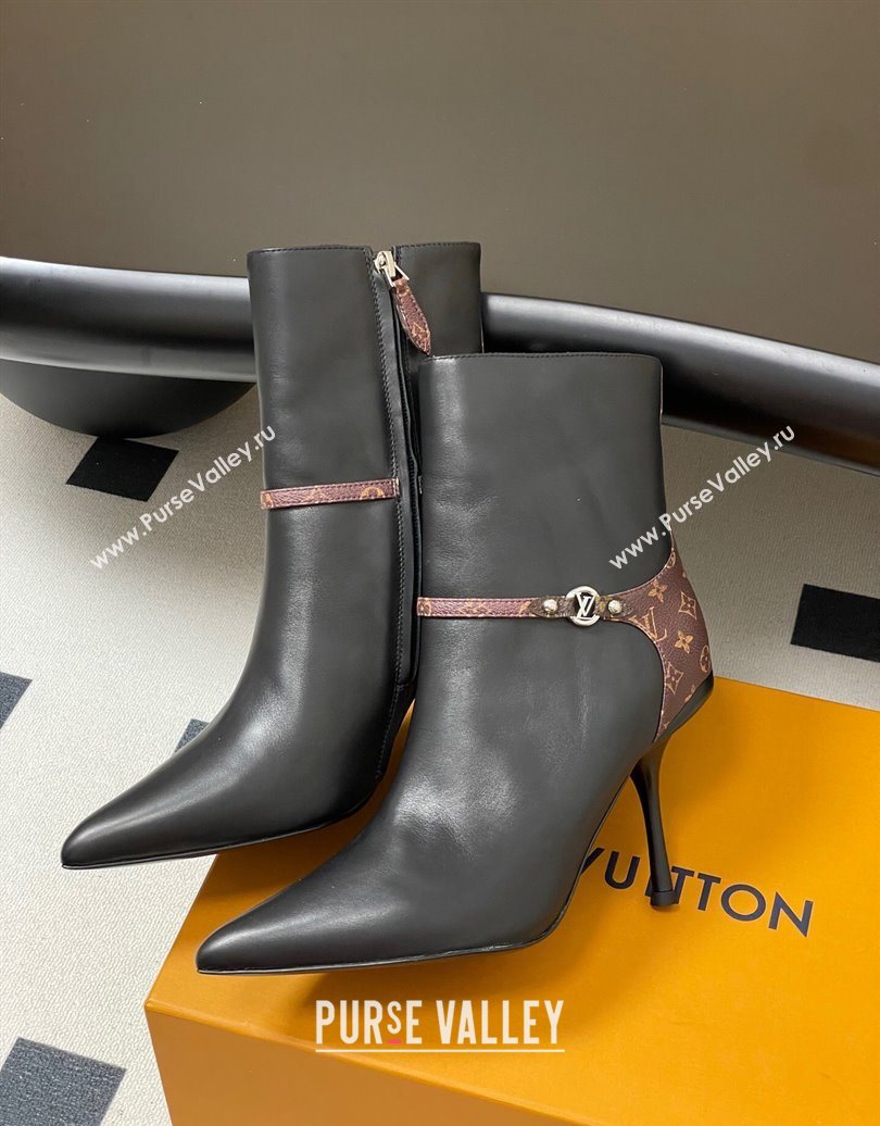 Louis Vuitton 6AM Heel Ankle Boots 9.5cm in Monogram Canvas and Leather with Back Strap Black 2025 1AIUOR (MD-251021148)
