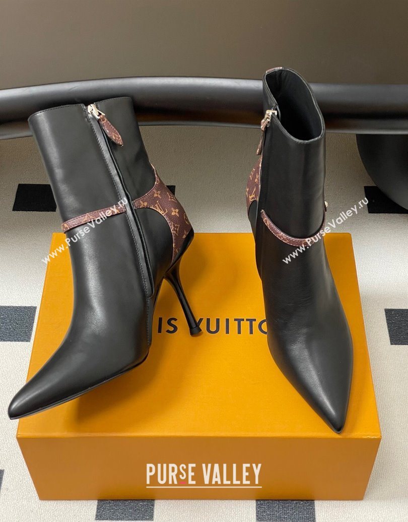 Louis Vuitton 6AM Heel Ankle Boots 9.5cm in Monogram Canvas and Leather with Back Strap Black 2025 1AIUOR (MD-251021148)
