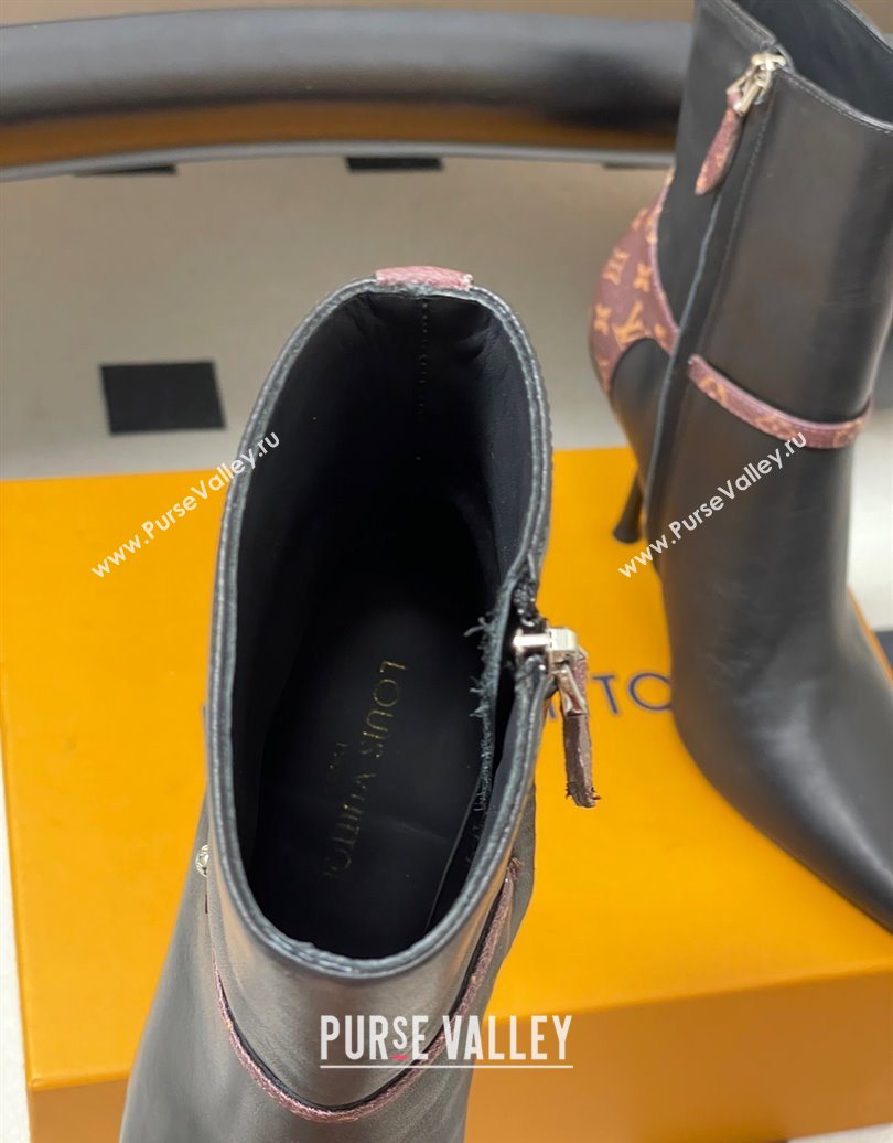 Louis Vuitton 6AM Heel Ankle Boots 9.5cm in Monogram Canvas and Leather with Back Strap Black 2025 1AIUOR (MD-251021148)