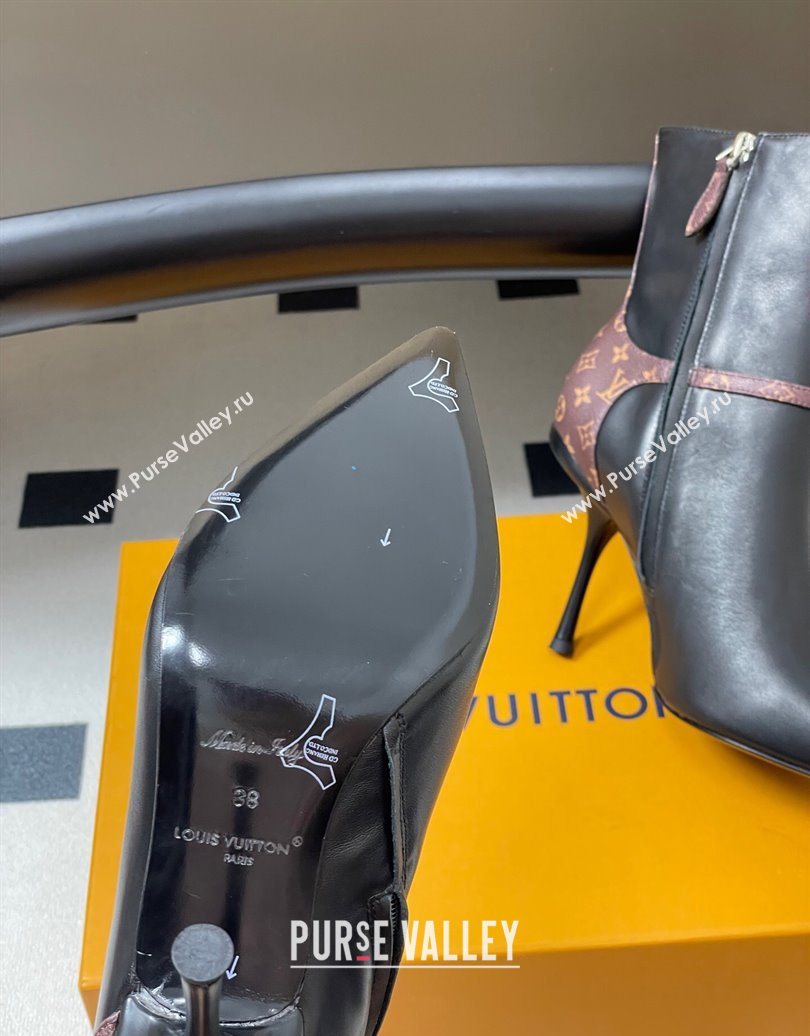 Louis Vuitton 6AM Heel Ankle Boots 9.5cm in Monogram Canvas and Leather with Back Strap Black 2025 1AIUOR (MD-251021148)