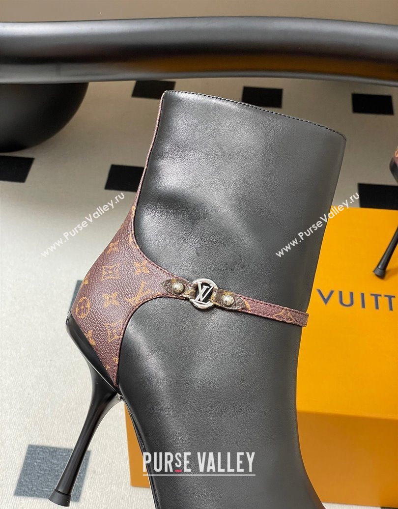 Louis Vuitton 6AM Heel Ankle Boots 9.5cm in Monogram Canvas and Leather with Back Strap Black 2025 1AIUOR (MD-251021148)