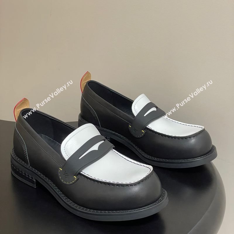 Louis Vuitton LV Bubble Loafers in Calf Leather Black/White 2025 1AIJHI (MD-251022073)