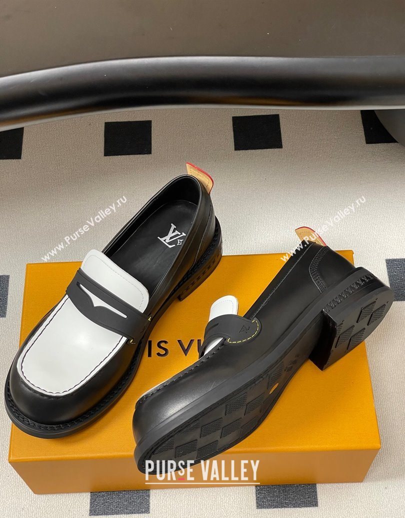 Louis Vuitton LV Bubble Loafers in Calf Leather Black/White 2025 1AIJHI (MD-251022073)
