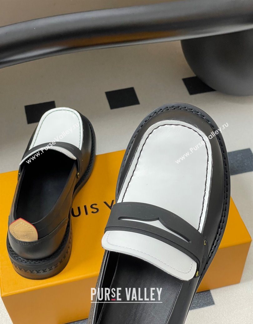 Louis Vuitton LV Bubble Loafers in Calf Leather Black/White 2025 1AIJHI (MD-251022073)
