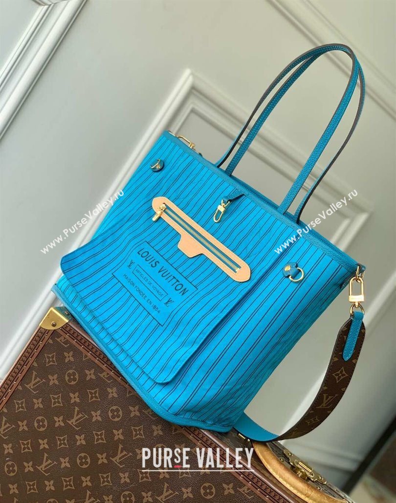 Louis Vuitton Neverfull Bandouliere Inside Out MM Tote bag Monogram Canvas/Gaston Blue Textile 2025 M13753 (KI-251125086)