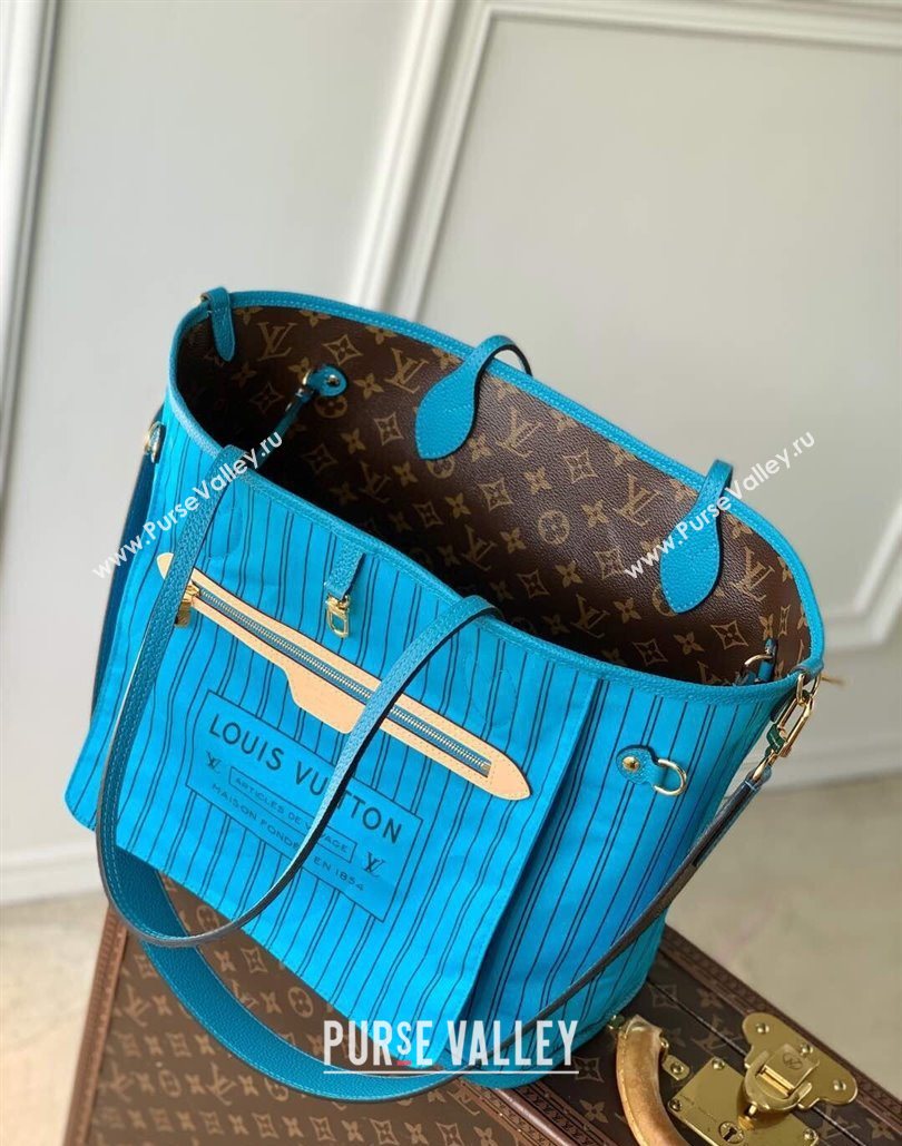 Louis Vuitton Neverfull Bandouliere Inside Out MM Tote bag Monogram Canvas/Gaston Blue Textile 2025 M13753 (KI-251125086)