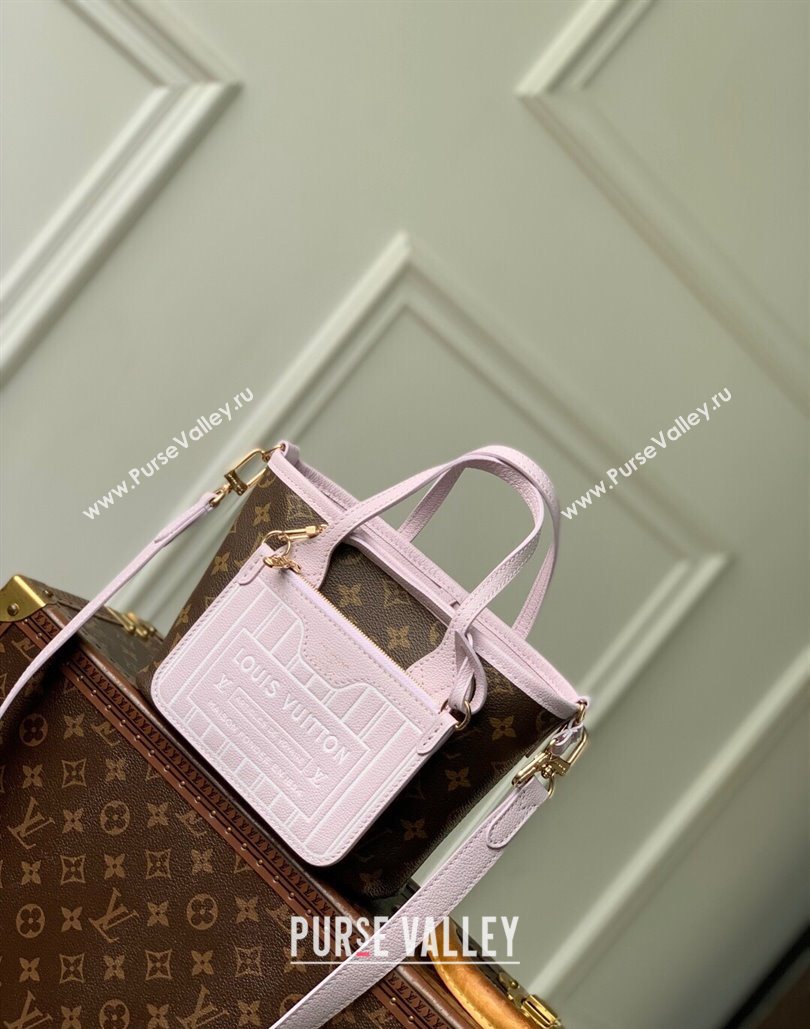 Louis Vuitton Neverfull Inside Out BB Tote Bag in Misty Lilac Purple Leather/Monogram Canvas 2025 M25656 (KI-251125090)