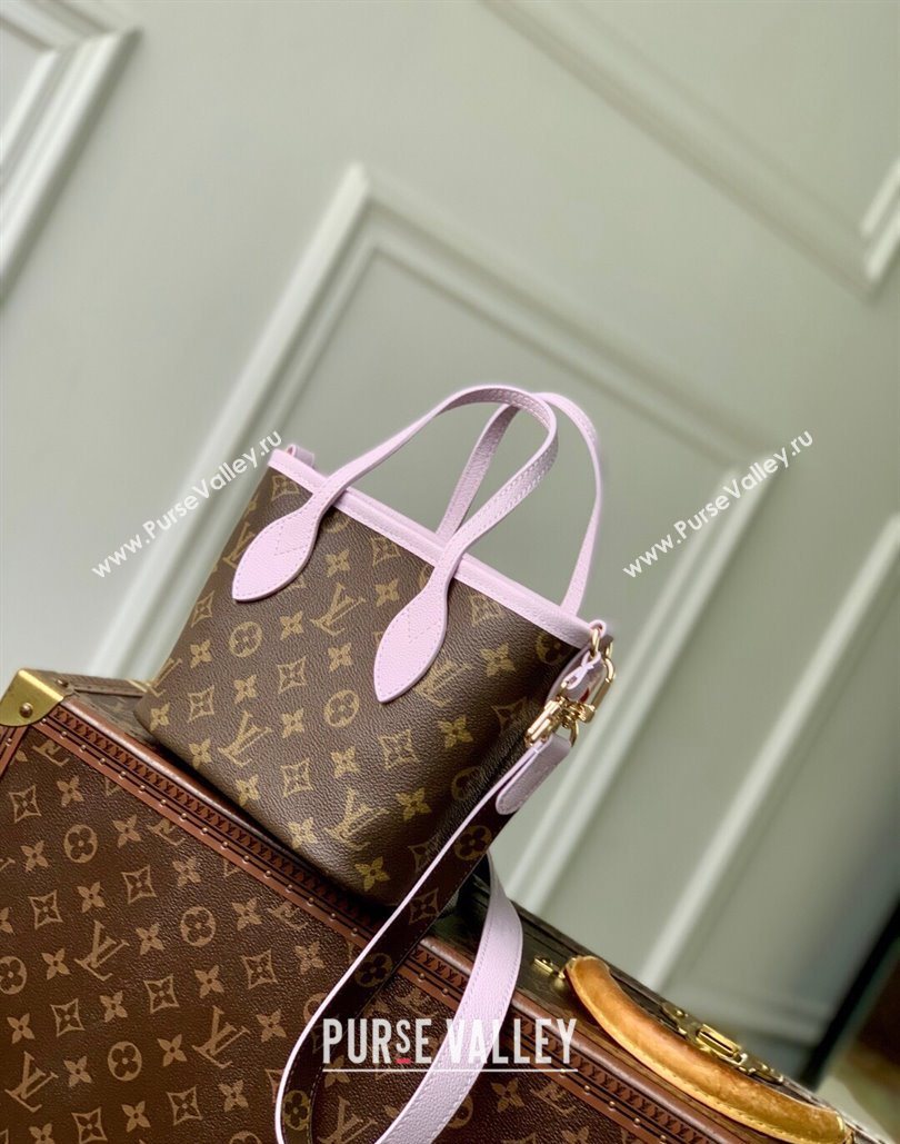 Louis Vuitton Neverfull Inside Out BB Tote Bag in Misty Lilac Purple Leather/Monogram Canvas 2025 M25656 (KI-251125090)