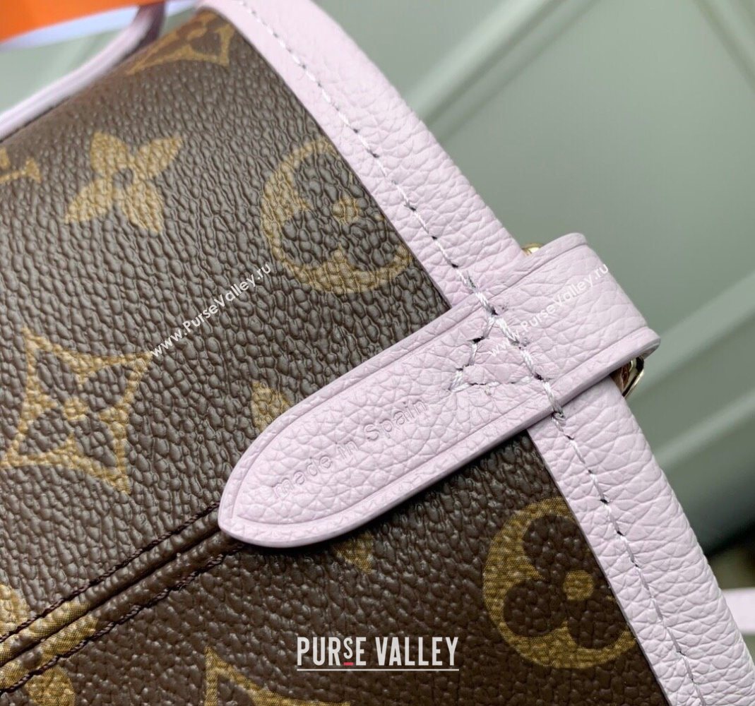 Louis Vuitton Neverfull Inside Out BB Tote Bag in Misty Lilac Purple Leather/Monogram Canvas 2025 M25656 (KI-251125090)