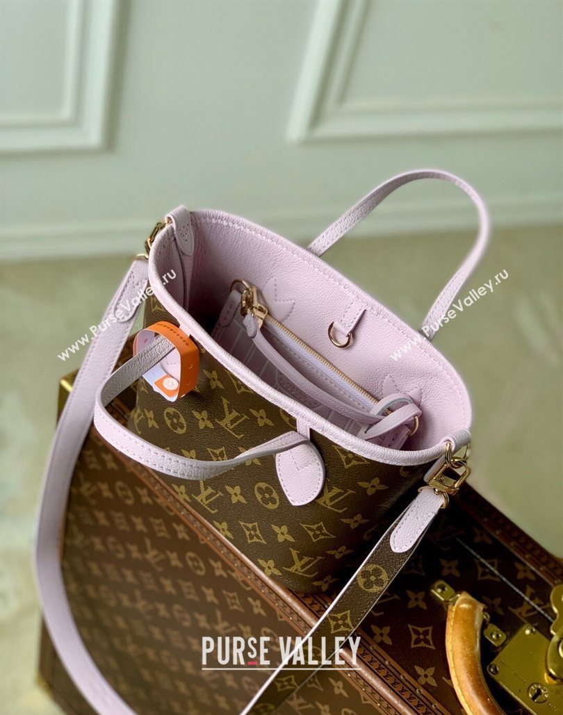 Louis Vuitton Neverfull Inside Out BB Tote Bag in Misty Lilac Purple Leather/Monogram Canvas 2025 M25656 (KI-251125090)