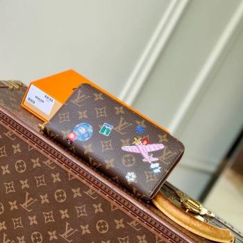 Louis Vuitton Vivienne Winter Holiday Zippy Wallet Monogram Snowy Pearl Pink/Monogram Canvas M26256 (KI-251125108)