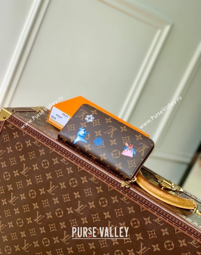 Louis Vuitton Vivienne Winter Holiday Zippy Wallet Monogram Snowy Pearl Pink/Monogram Canvas M26256 (KI-251125108)