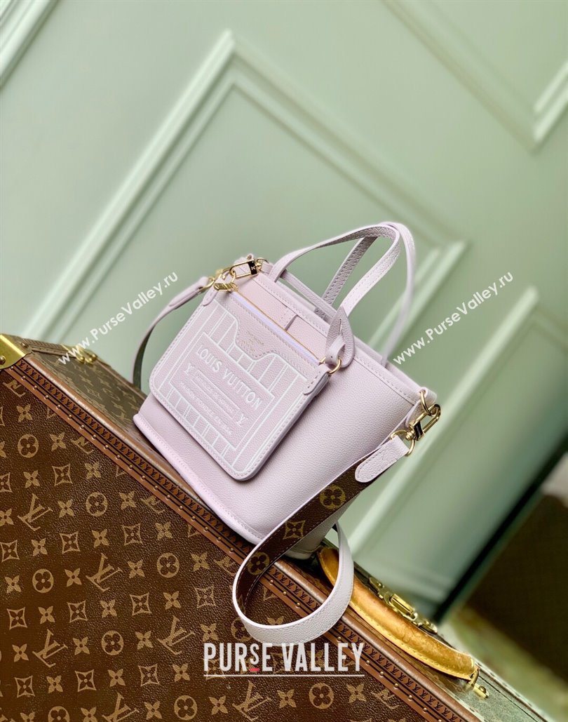 Louis Vuitton Neverfull Inside Out BB Tote Bag in Misty Lilac Purple Leather/Monogram Canvas 2025 M25656 (KI-251125090)